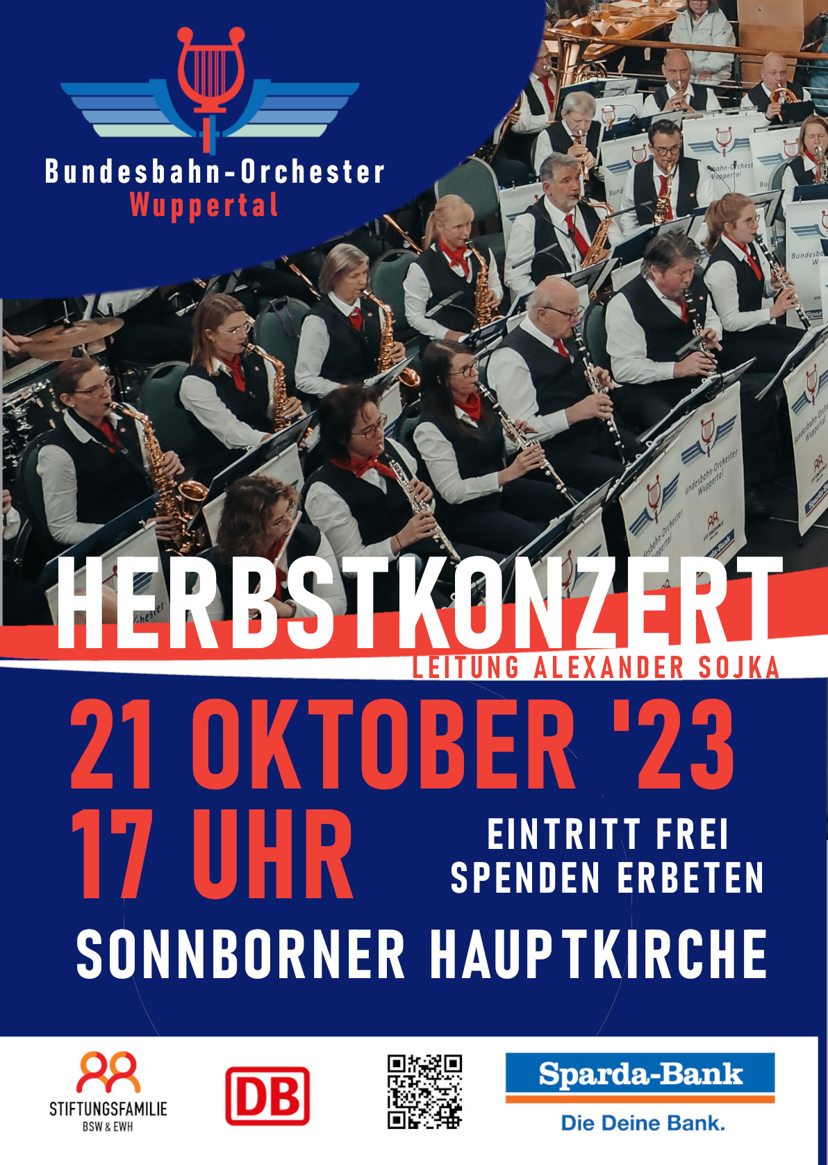 Plakat zur Ankündigung des Herbstkonzerts 2023 des Bundesbahn-Orchesters Wuppertal